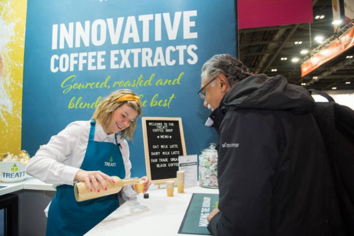 1 Global Marketing Manager Emma Bowles pours a sample of Treatt’s new coffee extracts at Food Matters Live 2019 Treatt launches new natural coffee extracts